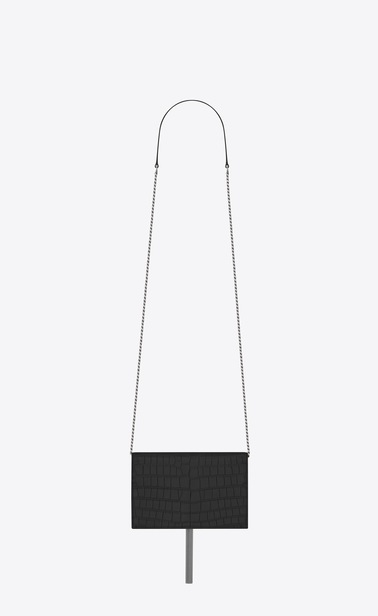 Kate chain wallet with tassel in crocodile embossed leather